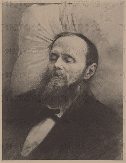 Fyodor Dostoyevsky on the deathbed, 1881.