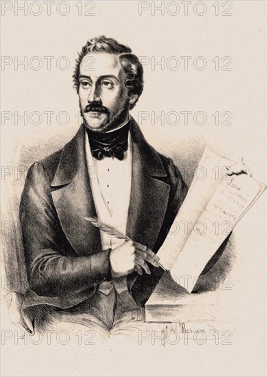 Gaetano Donizetti working on the opera Lucia di Lammermoor, .