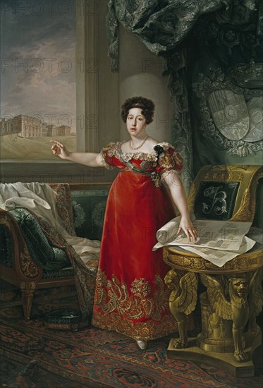 Maria Isabel of Portugal (1797-1818), in front of the Prado Museum, 1829.