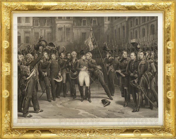 Napoleon's farewell to the Imperial Guard in the courtyard of the Palace of Fontainebleau on 20 Apri