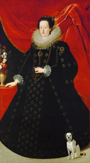 Portrait of Eleonora Gonzaga (1598-1655), in black dress, ca 1624.