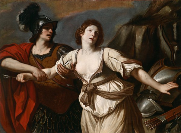 Rinaldo preventing Armida from committing suicide, 1664.