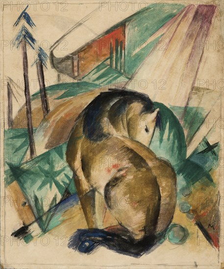 Sitting horse, c. 1912.