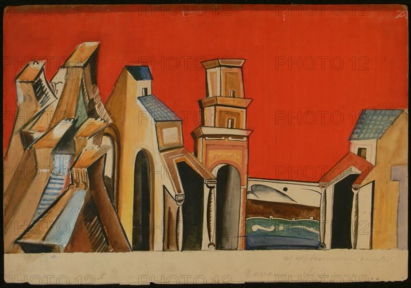 Stage design for the theatre play The Spanish Curate by John Fletcher, 1935.