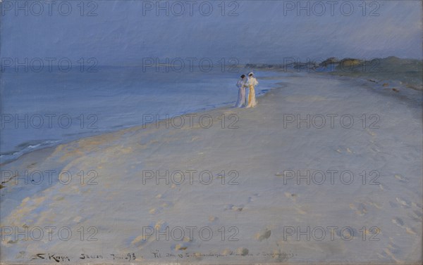 Summer evening on the south beach of Skagen. Anna Ancher and Marie Krøyer, 1893.