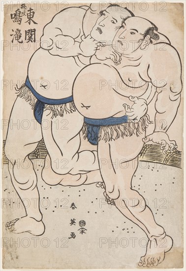 Sumo Wrestlers Naritaki and Higashiseki in Action, 1790s.
