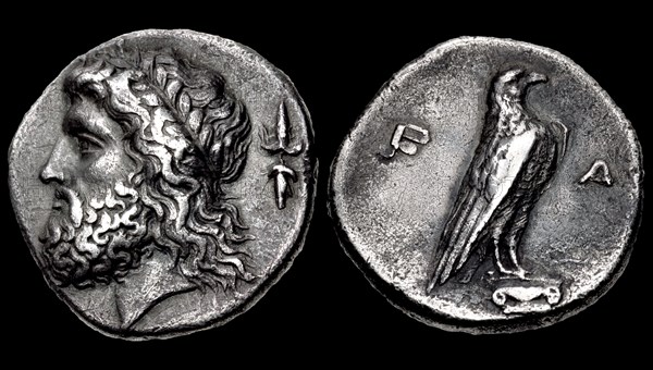 The 107th Olympiad. Obverse: Head of Zeus, Reverse: Eagle. Elis, Olympia, 352 BC.