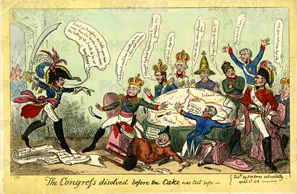 The Congress dissolved before the Cake was Cut up, Caricature on the Congress of Vienna, 1815.