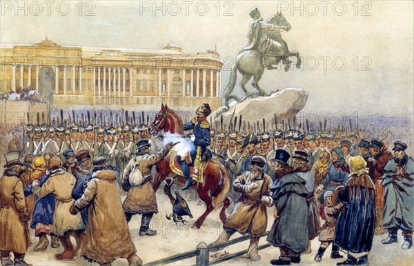 The Decembrist revolt at the Senate Square on December 14, 1825, 1870s.