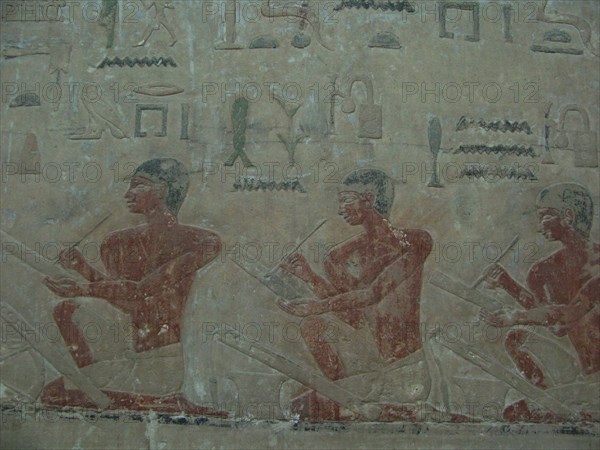 The Scribes. Relief from Mastaba of Akhethotep at Saqqara, Old Kingdom, 5th Dynasty, ca 2494-2345 BC