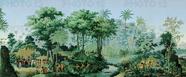 The Views of Brazil. Panoramic wallpaper (detail), c. 1830.