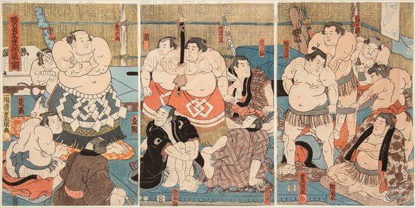 Wrestling match Shitaky Beya vs Hidenoyama, 1850.