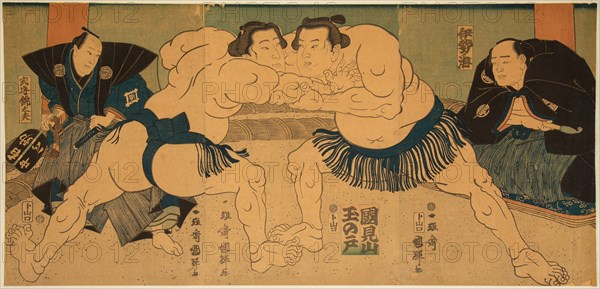 Wrestling match Tagasugo vs Ayusegawa, 1866.