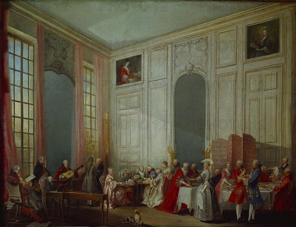 Mozart Giving A Concert In The Salon des Quatre-Glaces at the Palais du Temple In The Court Of The P