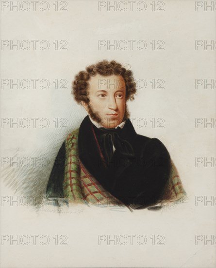 Portrait of the poet Alexander Sergeyevich Pushkin (1799-1837), 1832.
