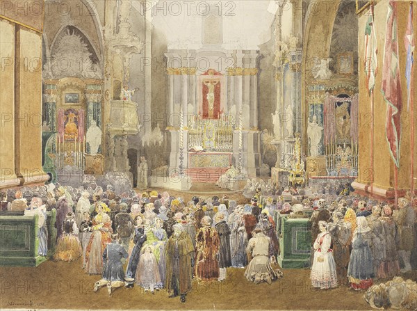 Interior of a Church during Mass, 1845.