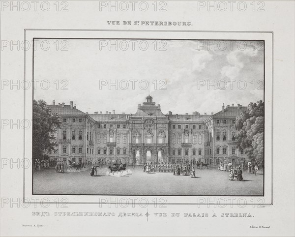 View of the Constantine Palace in Strelna near St. Petersburg, 1833.