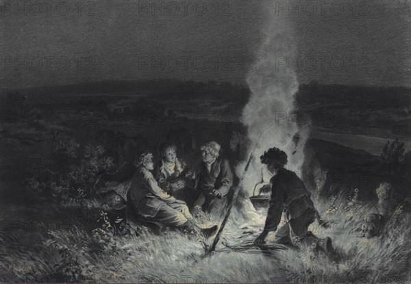 The Night Watch. Illustration for Sketches from a Hunter's Album by I. Turgenev, 1883-1884.