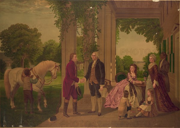 George Washington welcoming Marquis de Lafayette to his home at Mount Vernon, ca 1873-1875.