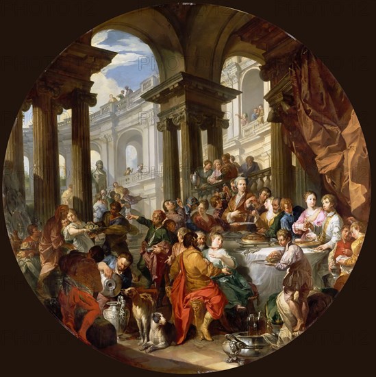 Banquet under a portico of ionic order, ca 1720.