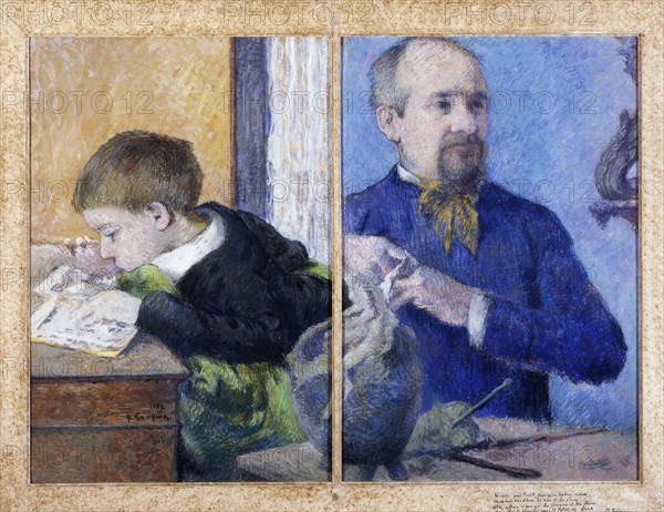 Portrait of the Sculptor Jean-Paul Aubé (1837-1916) with son Emile, 1882.