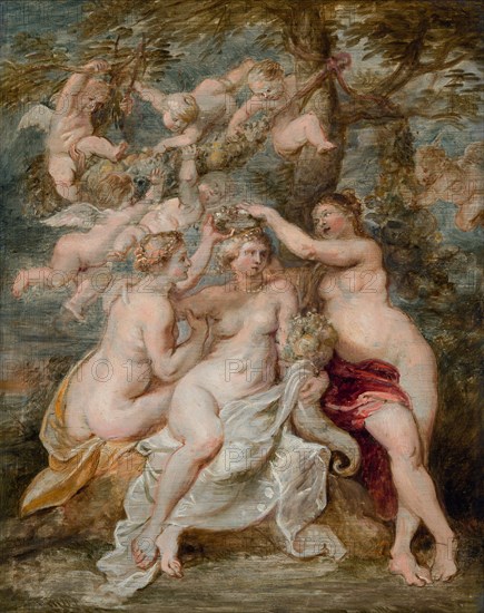 The nymphs crowning the Goddess of Abundance, ca 1603.