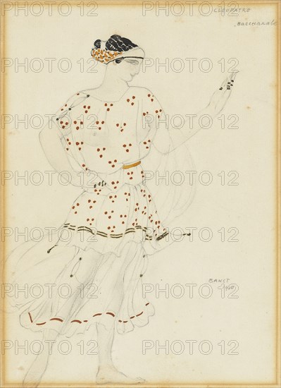 Bacchante. Costume design for the ballet Cleopatra by A. Arensky, 1910.