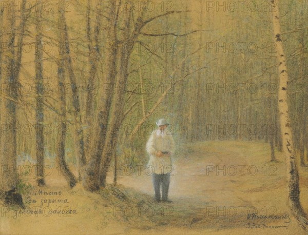 Leo Tolstoy in the forest.