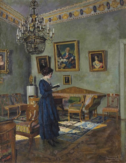 Young woman reading , 1919.