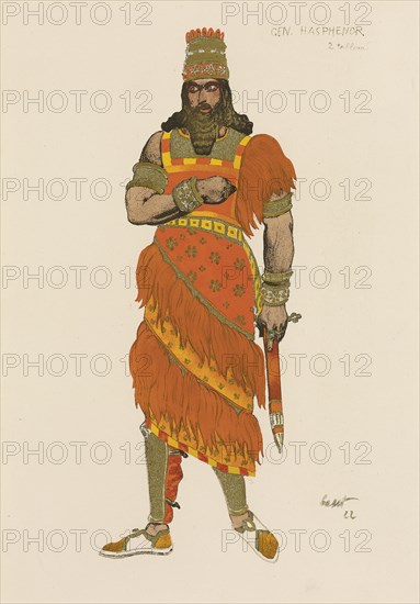 General Hasphénor. Costume design for the play Judith by Henri Bernstein in the Théâtre du Gymnase