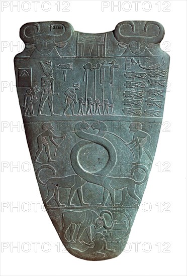 The Narmer Palette (recto) , ca 31st century BC.