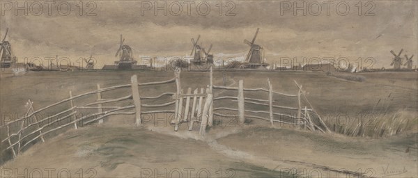 Windmills at Dordrecht (Weeskinderendijk), 1881.