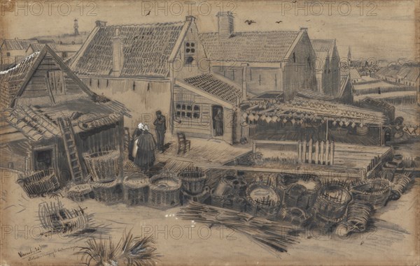 Dab-drying barn in Scheveningen, 1882.