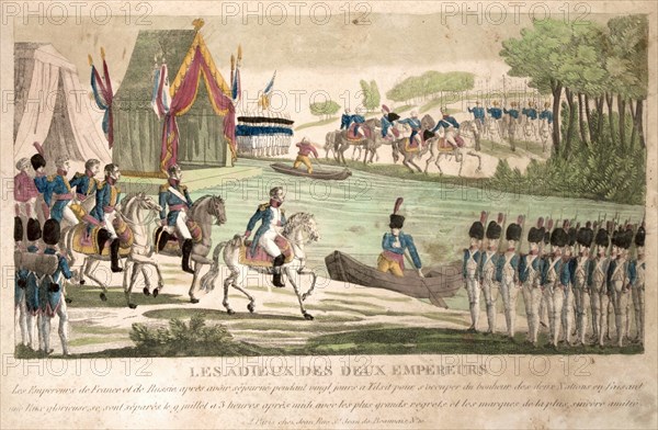 Farewell of Napoleon and Alexander I at Tilsit on July 1807, ca 1808.