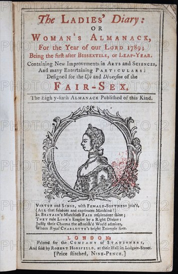 Cover of The Ladies' Diary or the Woman's Almanack, London , 1789.