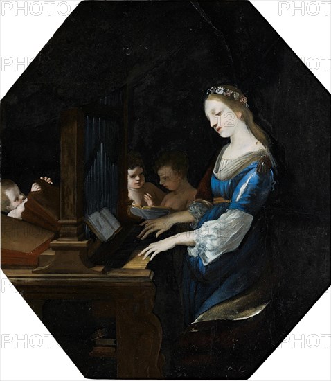 Saint Cecilia playing the organ.