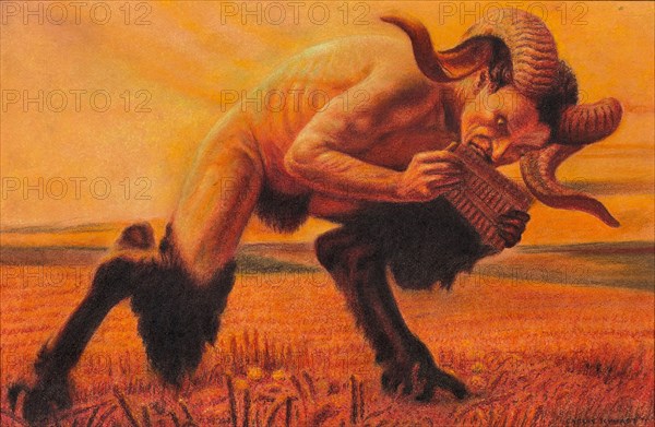 A faun playing the flute, c. 1905.