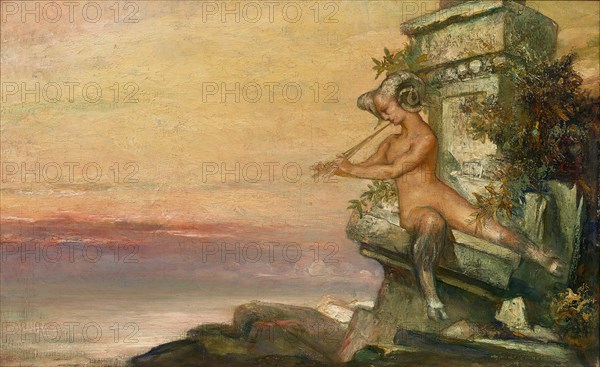 A faun playing the flute.