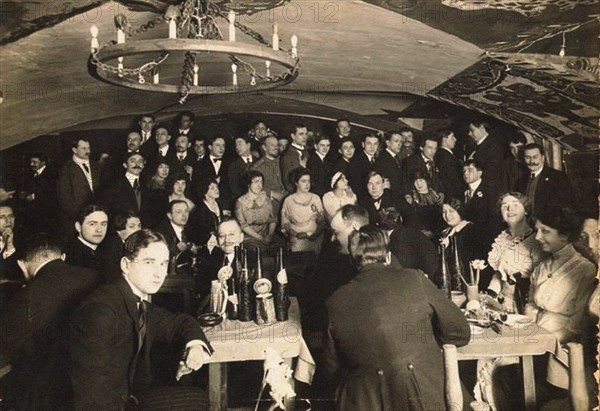 The Stray Dog Cabaret in Saint Petersburg, 1913.