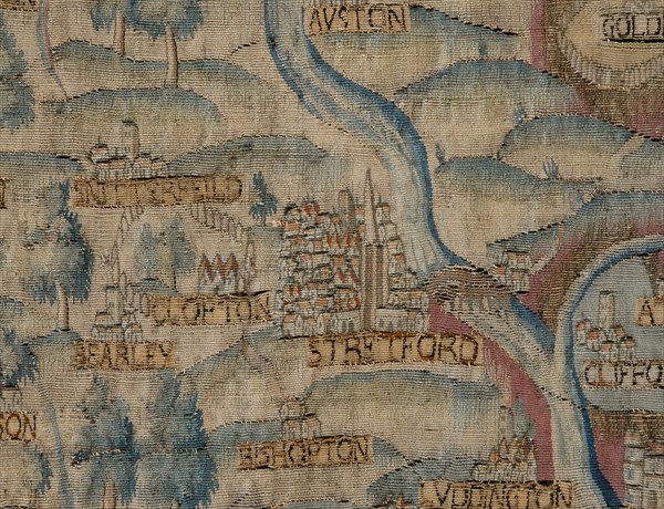The Sheldon Tapestry: Map of Warwickshire, Detail: Stratford, 1580s.