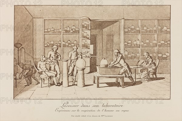 Lavoisier in his laboratory, Early 19th cen..
