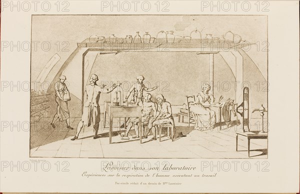 Lavoisier in his laboratory, Early 19th cen..