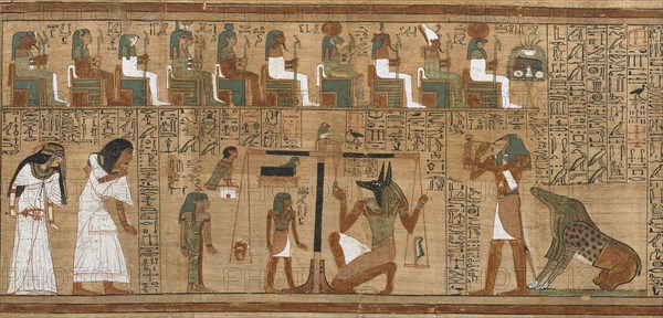 The Book of the Dead, Papyrus of Ani. The Hall of Judgment, ca 1250 BC.