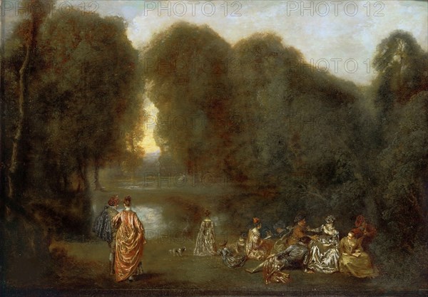 Assembly in a Park, ca 1717.