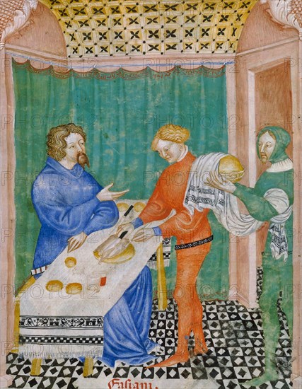 Miniature from Tacuinum Sanitatis, 14th century.