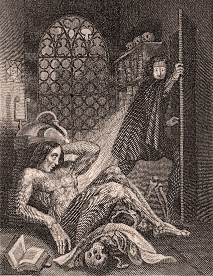 Frontispiece to Frankenstein by Mary Shelley, 1831.