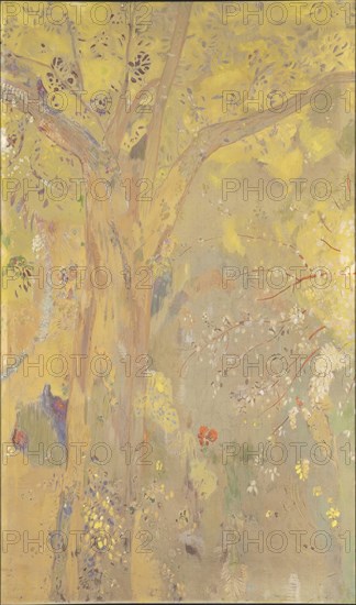 Arbre sur fond jaune. Décor pour le château de Domecy, 1901.