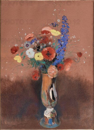 Bouquet de fleurs des champs dans un vase à long col (Wildflowers in Tall Vase), c. 1912.