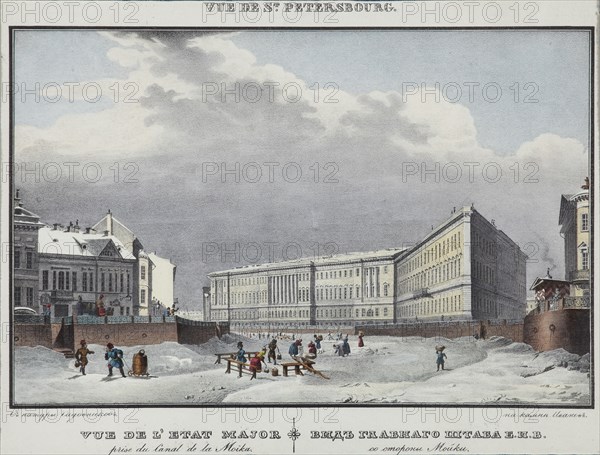 Saint Petersburg. The General Staff building on the Moika River embankment, 1830s.