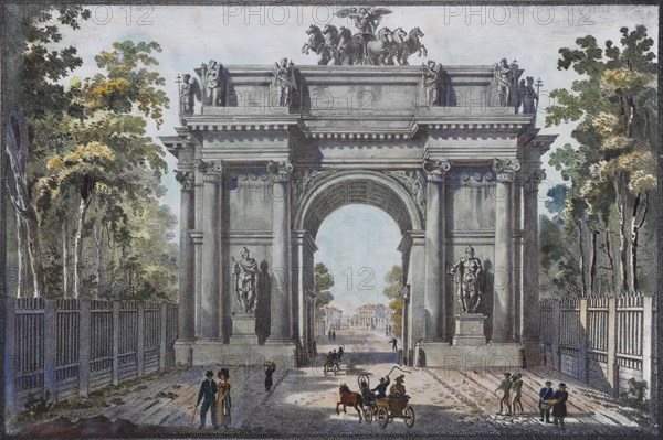 The Narva Triumphal Gate in St. Petersburg, 1821.